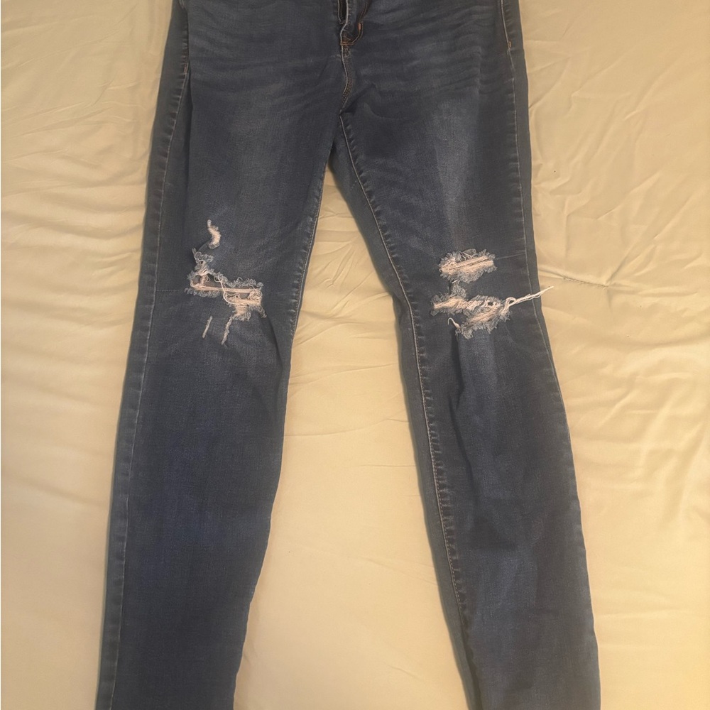 Old Navy Dark Blue Distressed Skinny Jeans
